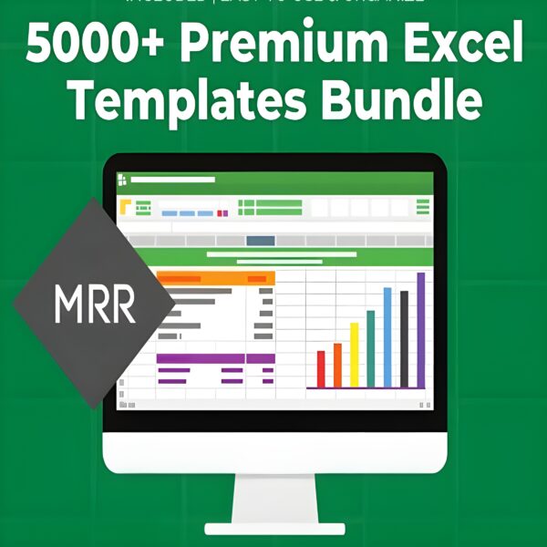5000+ Premium Excel Templates Bundle | Business, Tax, Sales, Organizing | MRR Included, Easy to Use & Organize